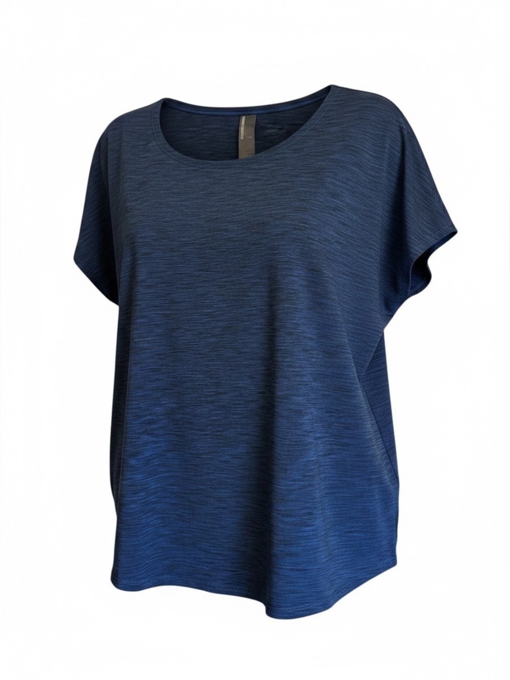 Mondetta Heathered Navy Blue Short Sleeve Scoop Neck Tee - Picture 2 of 8